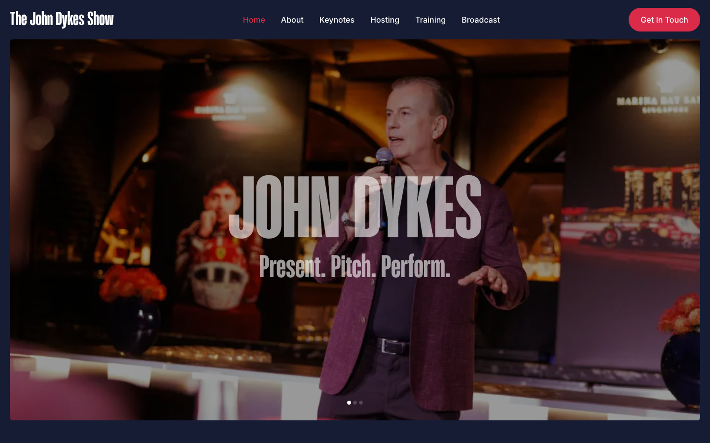 John Dykes website, designed by Yunolabs